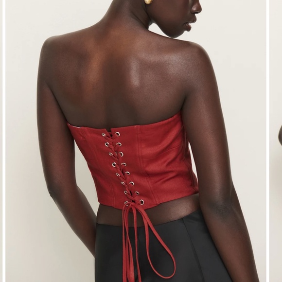 Reformation Pacie Linen Top Red - Size 6 - Picture 3 of 4